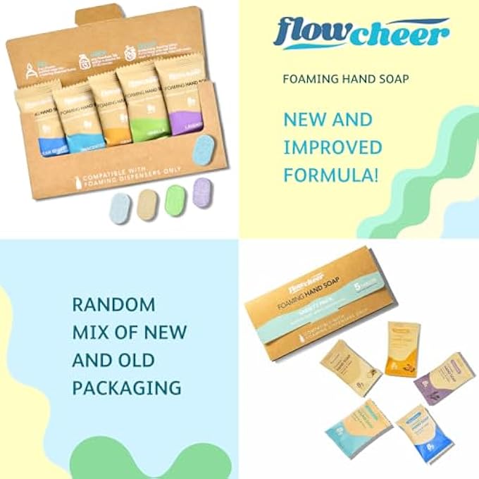 flowcheer FOAMING HAND SOAP TABLET REFILLS-5 SAMPLE PACK HAND WASH TABLETS, ZERO WASTE ECO FRIENDLY CLEANING SUPPLIES-FILLS 5 X 8 FL OZ REFILLABLE FOAM DISPENSER(40 FL OZ TOTAL) - Image 2